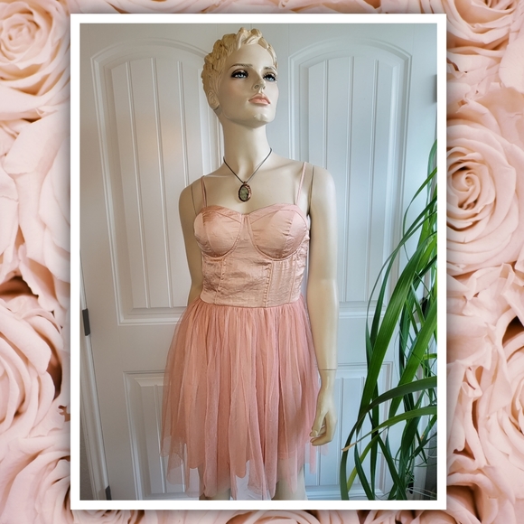 Band of Gypsies pink satin and tulle balletcore bustier dress size Med - Picture 2 of 6